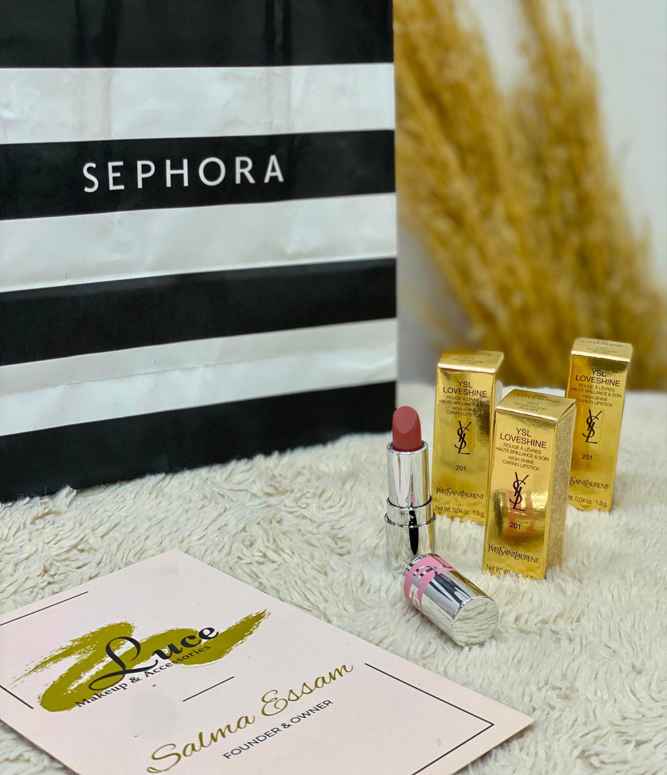 YSL LOVESHINE LIP STICK shade 201 ROSEWOOD BLUSH mini