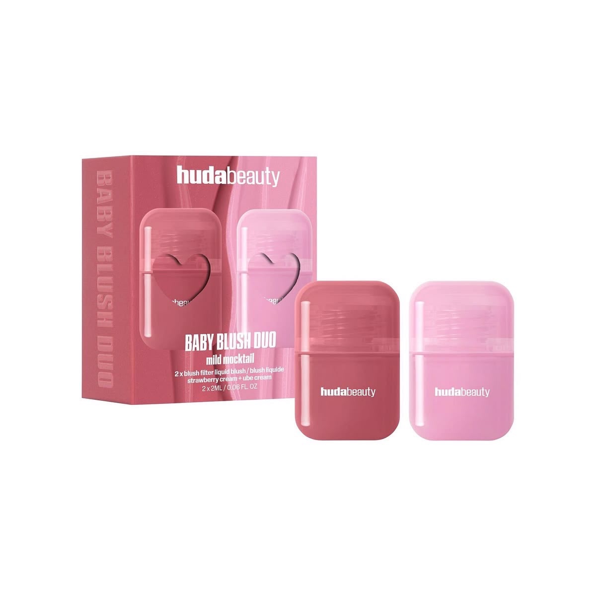 Hudabeauty Baby Blush Duo mild mocktail shade strawberry cream + ube cream