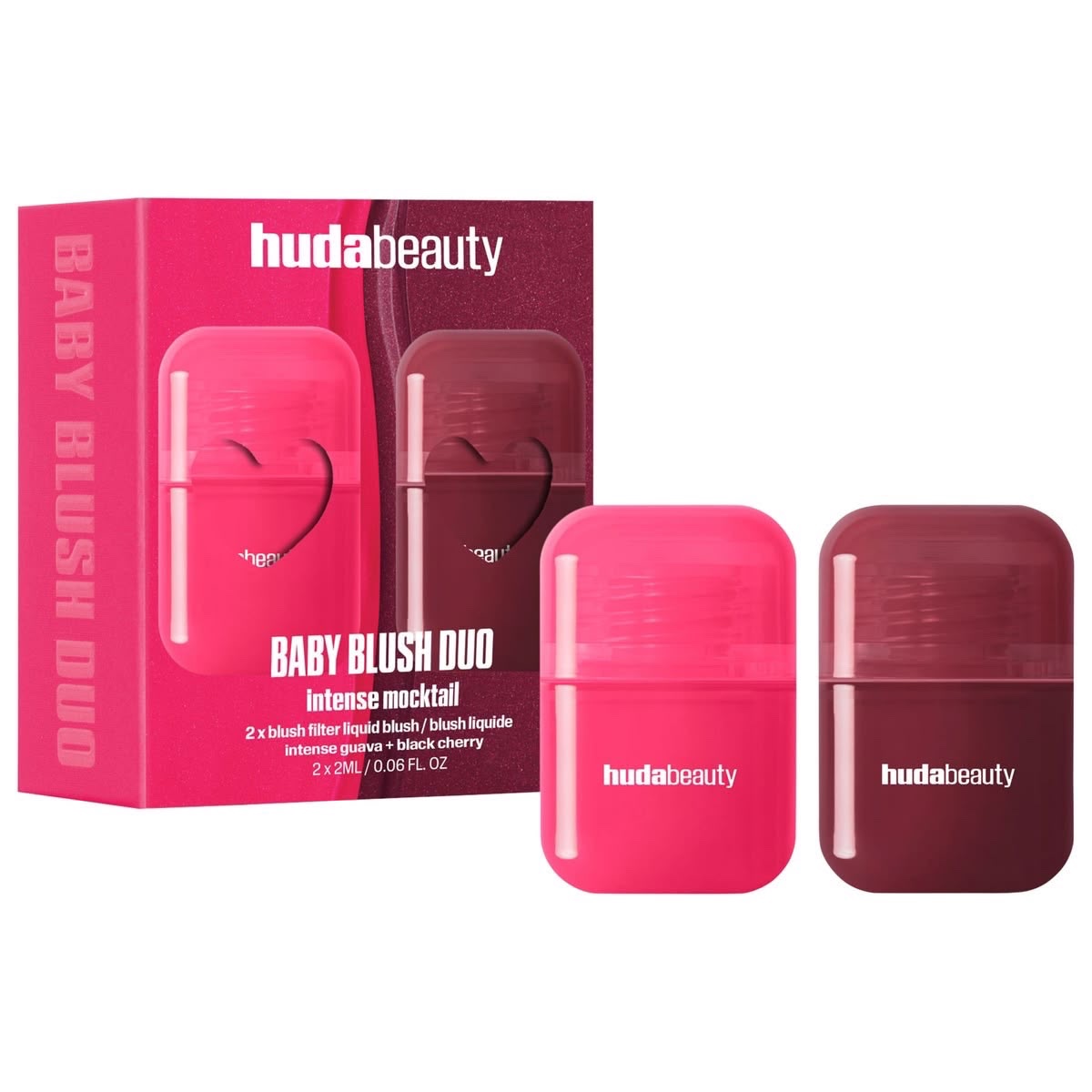 Hudabeauty Baby Blush Duo intense mocktail shade intense guava + Black cherry